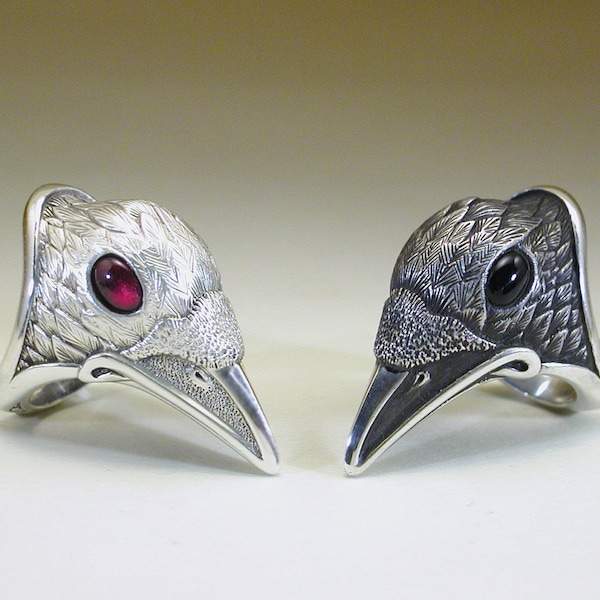 Black & White Pair of Raven Rings