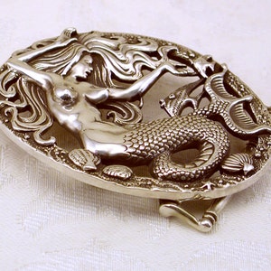 Mermaid Belt Buckle in Solid Sterling Silver 925 Sailor's Dream image 3