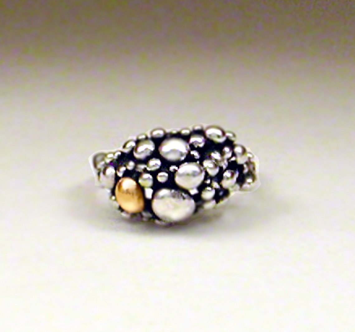 Gold Dot Silver Shot Ring Solid Sterling Silver 925 With | Etsy