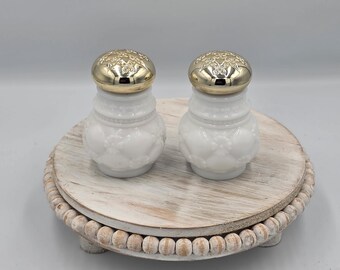 Vintage Avon Field Flowers Milk Glass Powder Sachet Bottles Pair Gold Lids