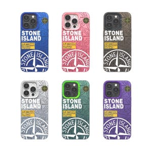 Hoesje in Stone Island-stijl - Stijlvol en schokbestendig hoesje - Compatibel met iPhone 11 tot en met 17 Pro, Pro Max en Plus