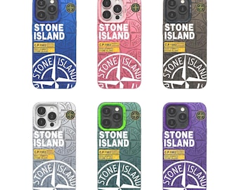 Capa estilo Stone Island - Capa elegante e resistente a impactos - Compatível com iPhone 11 a 17 Pro, Pro Max e Plus