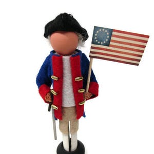 Patriotic Soldier Christmas Ornament, Clothespin Ornament, Independence Day, Peg Doll, Revolutionary Soldier, Ornament Exchange