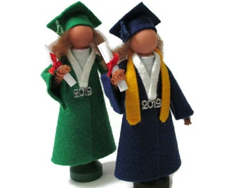Graduation Ornament - Girl, Your Color Choice, High School Graduate, College Grad, Clothespin Doll, Christmas Ornament, Graduation Gift
