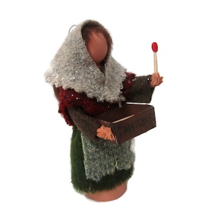 Little Match Girl Clothespin Ornament, Matchstick Girl Peg Doll, Hans Christian Anderson Character