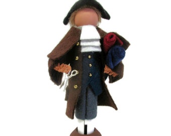 Hercules Mulligan Clothespin Ornament, Revolutionary Spy, Sons of Liberty, Peg Doll, Patriotic Decor