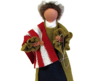 Betsy Ross Clothespin Ornament, Patriotic Decor, July 4th, Betsy Ross with Flag Peg Doll, Colonial Lady, American Revolution