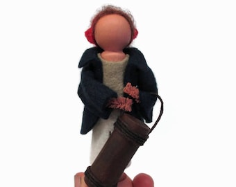 Powder Monkey Clothespin Ornament, American Revolution, Christmas Ornament, Colonial Boy, Patriotic Peg Doll, 4th of July, Tiered Tray Decor