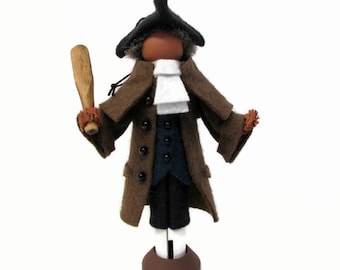 Crispus Attucks Clothespin Ornament, Colonial Peg Doll, Boston Massacre, Colonial Patriot, American Revolution