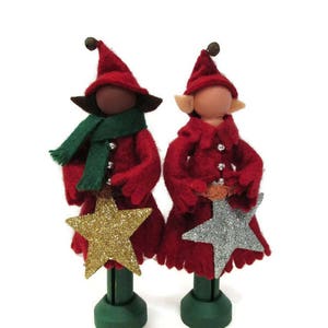 Girl Elf Christmas Ornament Red, Clothespin Ornament, Elf Girl, Christmas Elf, Ornament Exchange, Secret Santa Gift, Handmade Ornament