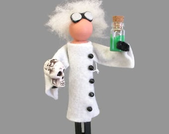 Mad Scientist Ornament, Clothespin Doll, Halloween Decor, Halloween Ornament, Dr. Frankenstein