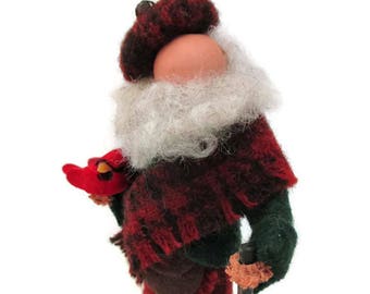 Scottish Highlander Santa Clothespin Ornament, Santa Wearing a Kilt, Christmas Peg Doll