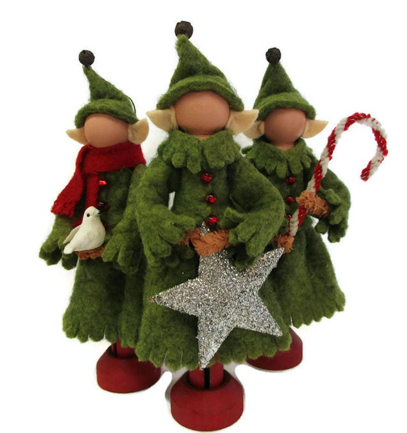 Girl Elf Christmas Ornament Green Clothespin Ornament Elf Etsy