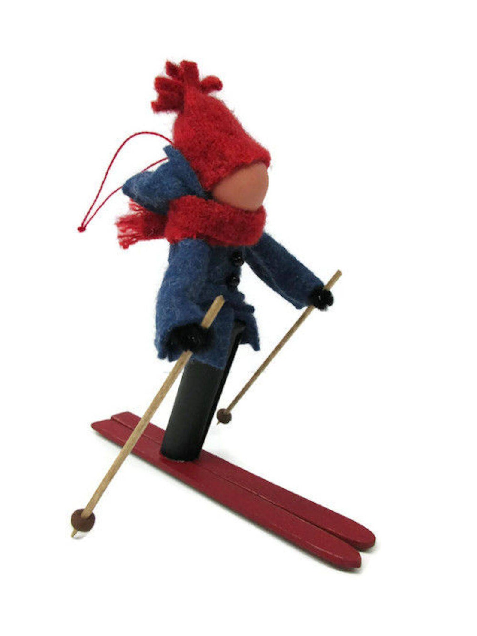 Downhill Skier Christmas Ornament Man Clothespin Ornament Etsy