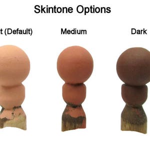 May include: Three round, ceramic figurines with different skin tones: light, medium, and dark. The figurines are labeled "Light (Default)", "Medium", and "Dark".