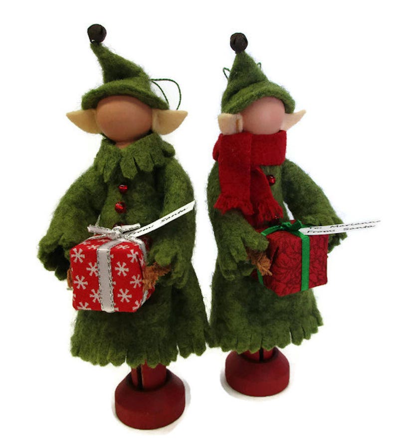 Personalized Elf Girl Christmas Ornament Elf Girl with Gift Etsy