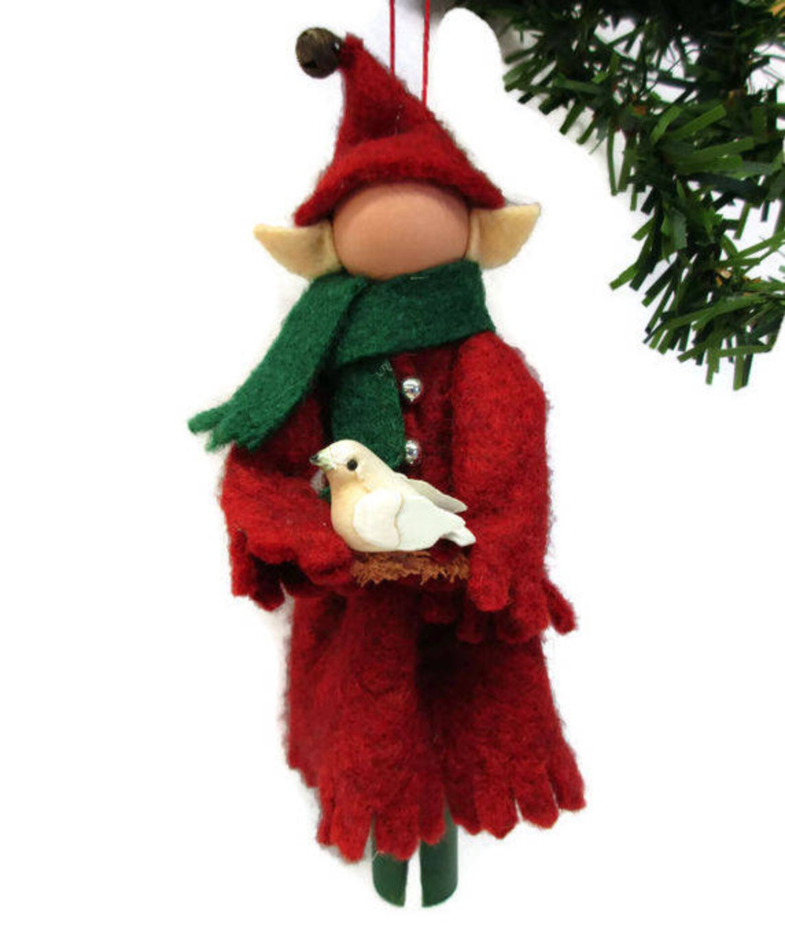 Girl Elf Christmas Ornament Red Clothespin Ornament Elf Etsy Canada