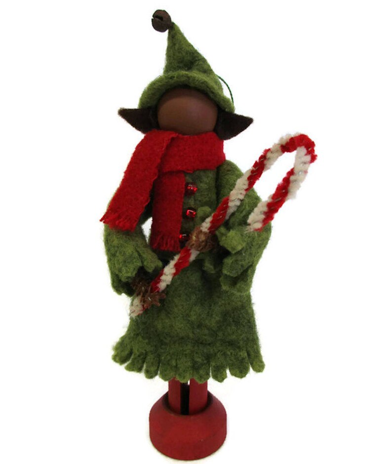 Girl Elf Christmas Ornament Green Clothespin Ornament Elf Etsy
