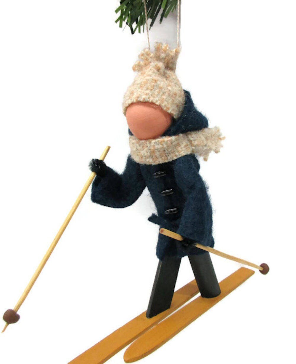 【プップさま】christmas doll ୨୧ 森でスキーをする 男の子 X-country Skier Christmas Ornament - Man, Clothespin Ornament