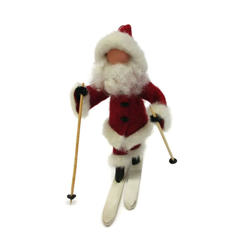 Skiing Santa Christmas Ornament Cross Country Santa on Skis Etsy