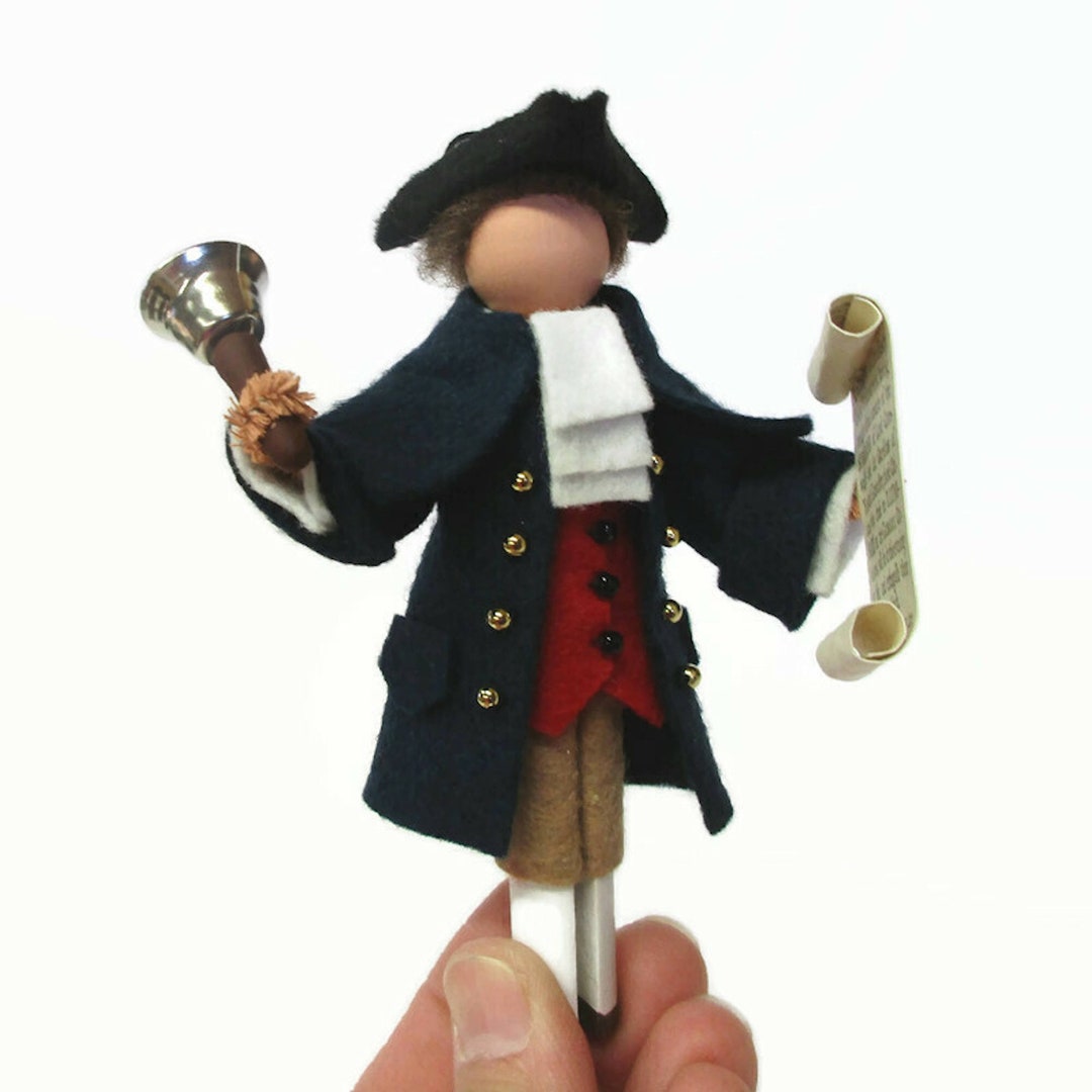 Colonial Town Crier Clothespin Ornament, American Revolution Peg Doll ...