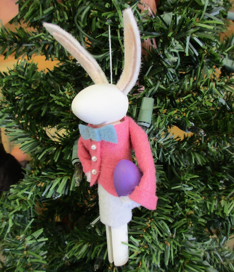 Easter Bunny Clothespin Ornament or Peg Doll Easter Rabbit Etsy