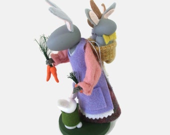 Momma Bunny Clothespin Ornament, Lady Bunny with her Babies, Rabbit Family, Mother Rabbit, Clothespin or Peg Doll, Easter Tiered Tray Decor