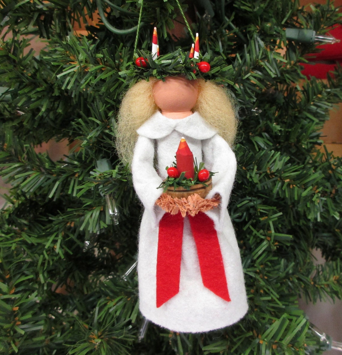 St. Lucia Christmas Ornament Clothespin Ornament Wool Felt Etsy