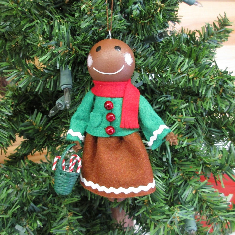 Gingerbread Lady Clothespin Ornament Peg Doll Christmas Etsy