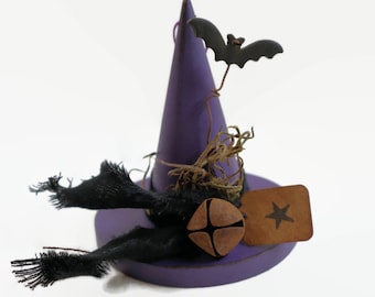 Purple Witch Hat Ornament: Halloween Tiered Tray Decor