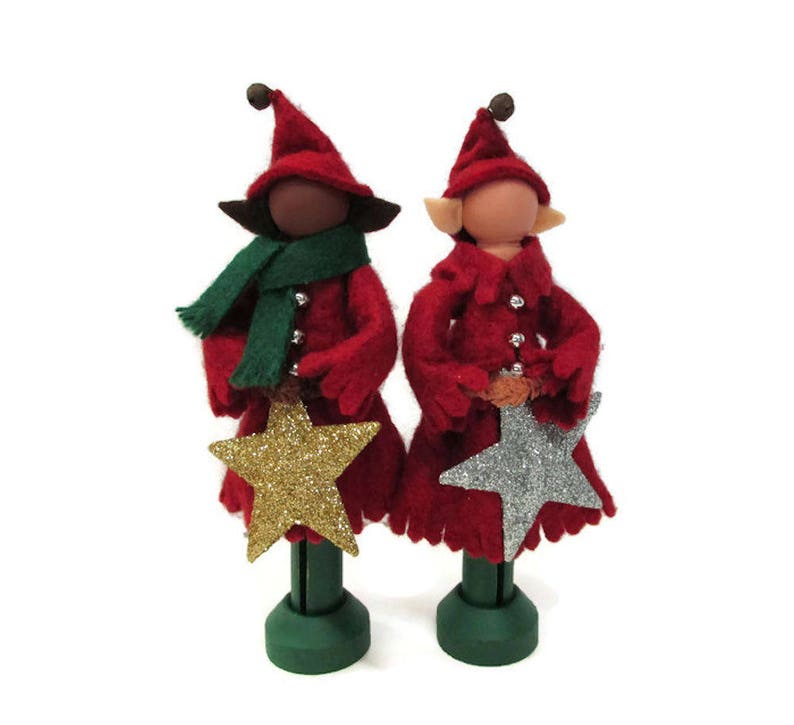 Girl Elf Christmas Ornament Red Clothespin Ornament Elf Etsy Canada