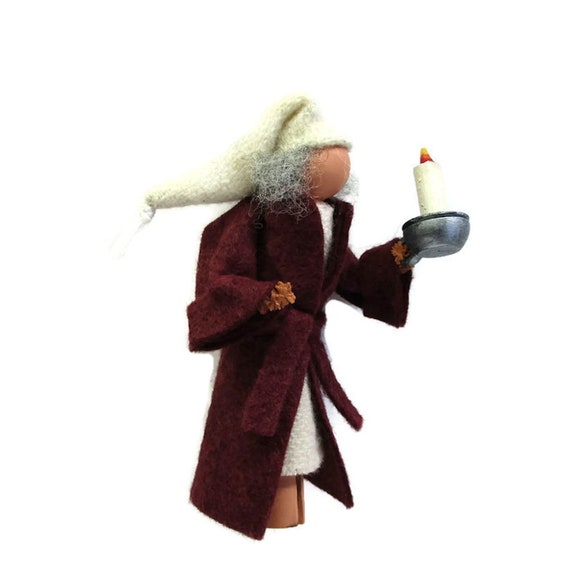 Ebenezer Scrooge Christmas Ornament, Bedtime Scrooge, Clothespin Ornament, Peg Doll, Christmas Carol, Ornament Exchange, Secret Santa