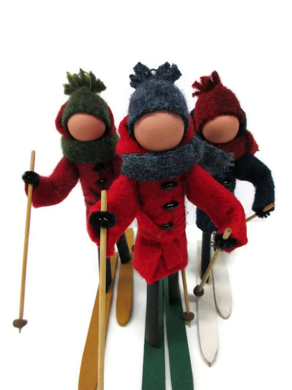 X-country Skier Christmas Ornament - Man, Clothespin Ornament