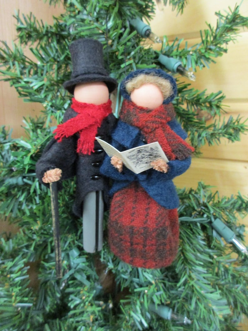 Carolers Christmas Ornament Handmade Clothespin Ornament image 3