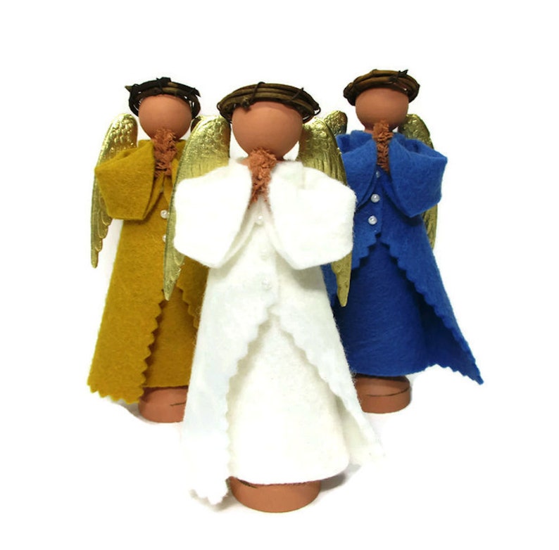 Angel Christmas Ornament Praying Angel Clothespin and Wool - Etsy