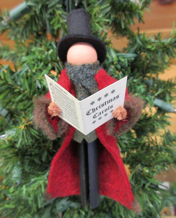 Christmas Caroler Ornament Caroler Man Clothespin Ornament Etsy