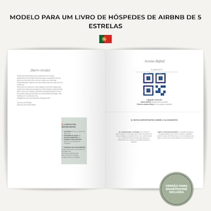 Airbnb Plantilla Guia de Boas-Vindas, Libro de Visitas Alojamento Local Canva, Libro Digital Smartphone, Regras da Casa, Decoração, A4