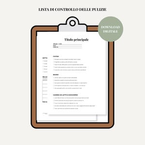 Airbnb Modello Lista Controllo Pulizie Casa Vacanze, Turnover Checklist Pulitrice, Verbale Consegna Stato Immobile Canva, Affitti Brevi