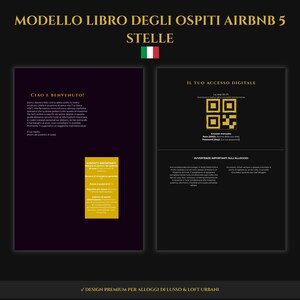 Modello Libro degli Ospiti Airbnb Italiano, Casa Welcome Guide, Libro Benvenuto Smartphone, Canva Mall Nero Oro A4