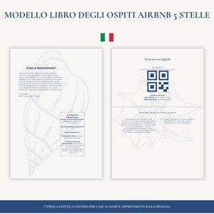 Modello Libro degli Ospiti Airbnb Coastal, Casa Mare Välkomstguide, Libro Benvenuto Smartphone, Canva Mall Bianco Blu A4