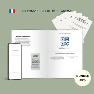 Airbnb Modèle Livret d'accueil Numérique Gîte, Guide de Bienvenue Smartphone, Pack Panneaux Imprimables Code QR Wifi, Canva Template, Fewo