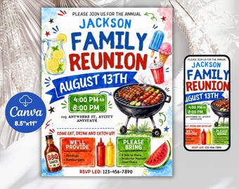 DIY Family Reunion Flyer Template, Editable Cousin Reunion Invite, Canva
