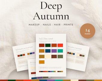 Deep Autumn Color Palette Guide | Makeup, Nails, Hair and Metals | Seasonal Color Analysis | 14 Page PDF Instant Download