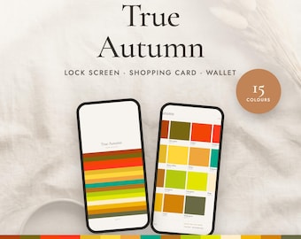 True Autumn Pocket Palette | Printable Wallet Card, Shopping Card and Phone Wallpaper | Seasonal Color Analysis