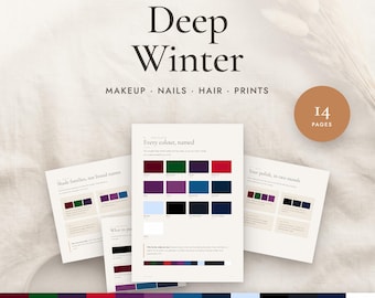 Deep Winter Color Palette Guide | Makeup, Nails, Hair and Metals | Seasonal Color Analysis | 14 Page PDF Instant Download