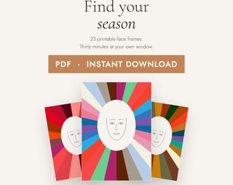 DIY Color Analysis Kit | 23 Printable Face Frames + Color Analysis Drapes | Instant Download PNG | Seasonal Color Analysis at Home