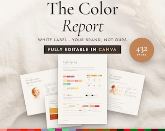 Color Consultant Kit, Editable Canva Template, 12 Season Client Report for Stylists, Business Kit, 5 Templates, 432 Pages