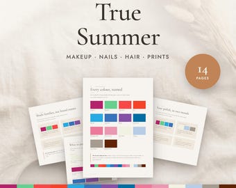 True Summer Color Palette Guide | Makeup, Nails, Hair and Metals | Seasonal Color Analysis | 14 Page PDF Instant Download