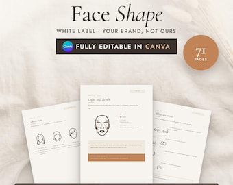Face Shape Guide Template for Personal Stylists, Editable Canva Client Handout, Style Consultant Tool, 8 Shapes, 71 Pages