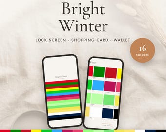 Bright Winter Pocket Palette | Printable Wallet Card, Shopping Card and Phone Wallpaper | Seasonal Color Analysis